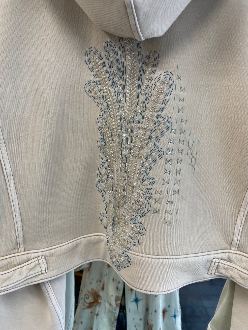 Free People Cream Embroidered Hooded Crop Jacket - Picture 14 of 14